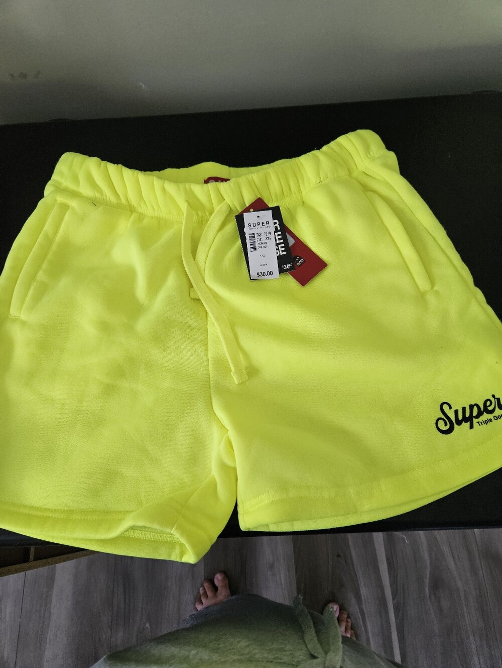 Nwt Super Triple Goose Neon Yellow Men's Drawstring Shorts